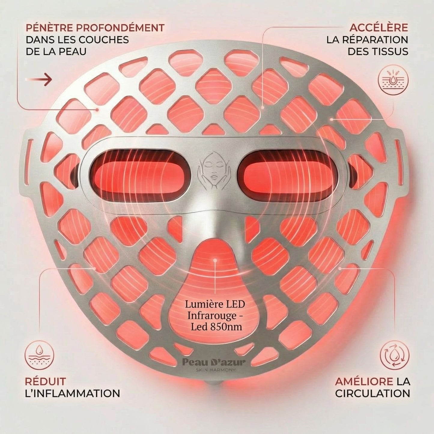 Masque LED Visage Skin Harmony™ | Anti-Âge, Anti-Imperfections & Éclat – Peau d’Azur